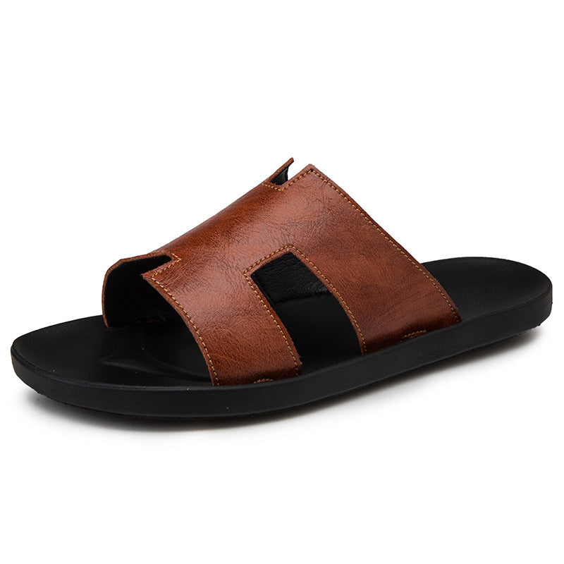 Men Genuine Leather Flip Flops | Casual Summer Slippers | Comfortable Beach Sandals