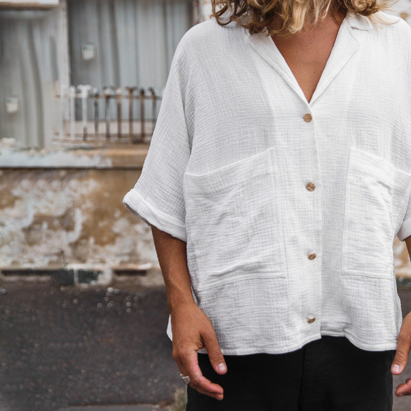 Men Cotton Linen Shirt | Loose Fit Summer Shirt | Casual Beach Wear | Mid Sleeve