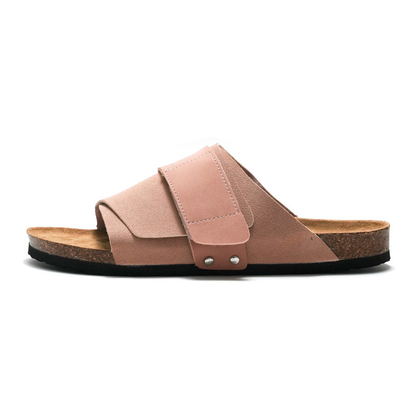 Unisex Leather Cork Sandals | Comfort Slides | Casual Beach Summer Wear