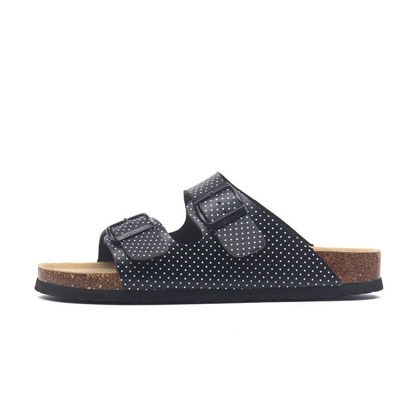 Women’s Cork Footbed Buckle Sandals | Flat Summer Comfort Slides for Beach, Travel and Everyday Wear